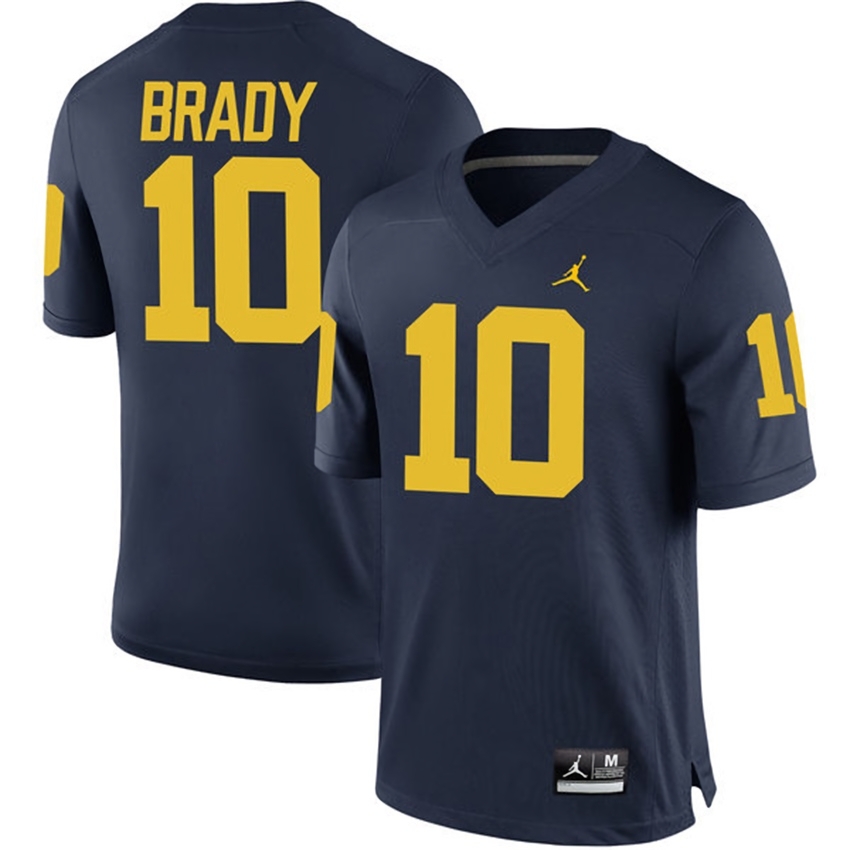 Michigan Wolverines Men's NCAA Tom Brady #10 Navy Alumni Game College Football Jersey PRU1449MV